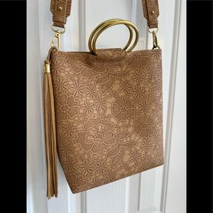 Anthropologie tan crossbody bag